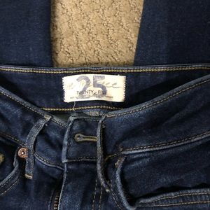 Free people dark blue denim jeans. Fringe bottom